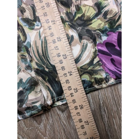 Nanette Lepore SZ 2 Multicolored Purple/Green Cap Sleeve 100% Silk Women's Top - Picture 7 of 8
